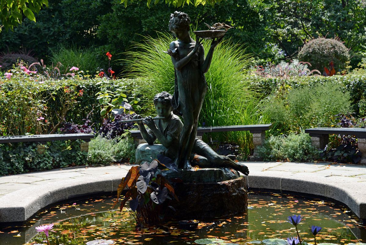 35C South Conservatory English Garden Fountain Depicts Mary and Dickon From The Secret Garden Book In Central Park East 104 St